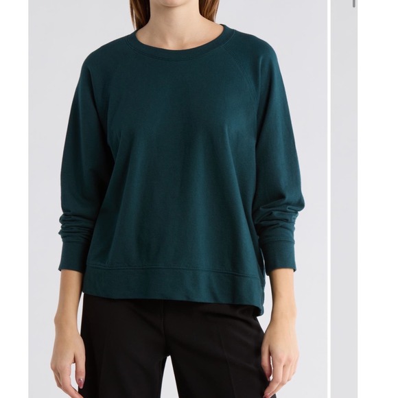 James Perse Tops - James Perse Laurel Cotton French Terry Crewneck Sweater WXAH3657CU Green Size 2